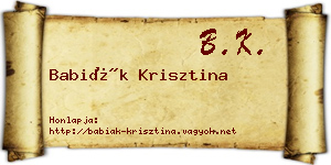 Babiák Krisztina névjegykártya